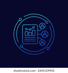 user metrics icon, collecting data linear design