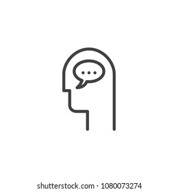 User Mind Chat outline icon. linear style sign for mobile concept and web design. Creative mind simple line vector icon. Symbol, logo illustration. Pixel perfect vector graphics