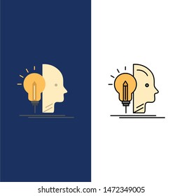 User, Mind, Making, Programming  Icons. Flat and Line Filled Icon Set Vector Blue Background