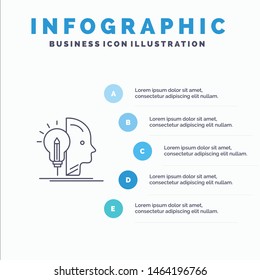 User, Mind, Making, Programming Line icon with 5 steps presentation infographics Background. Vector Icon Template background
