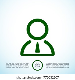 User minimal vector icon. Profile flat line icon for websites and mobile minimalistic flat design.