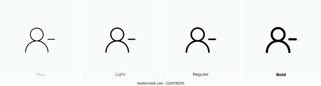 user minus icon. Thin, Light Regular And Bold style design isolated on white background