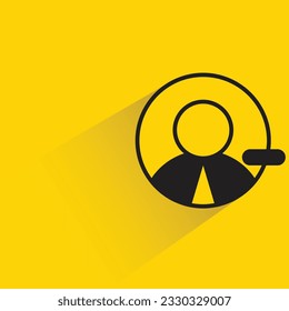 user and minus with shadow on yellow background