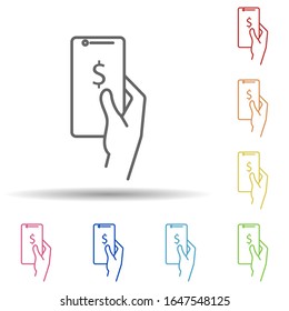 User mobile banking in multi color style icon. Simple thin line, outline vector of mobile banking icons for ui and ux, website or mobile application