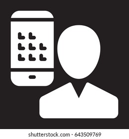 User and mobile phone, smartphone icon, vector illustration