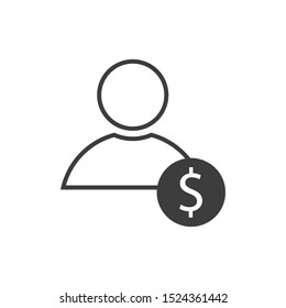 User with money isolated on white background. Vector illustration. Eps 10.