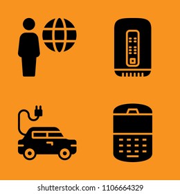 user, monitor, person and laptop icons set. Vector illustration for web and design