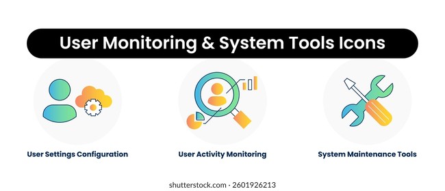 User Monitoring and System Tools Icons. User Settings Configuration, System Maintenance Tools, User Activity Monitoring.