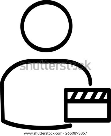 User movie line icon. Man and clapper symbol. Vector graphics and not Artificial Intelligence. Symbol, logo illustration. Replaceable vector design.