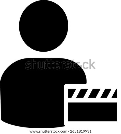 User movie line icon. Man and clapper symbol. Vector graphics and not Artificial Intelligence. Symbol, logo illustration. Replaceable vector design.