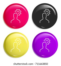 User multi color glossy badge icon set. Realistic shiny badge icon or logo mockup