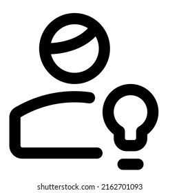 usuario con múltiples ideas con logotipo de bombilla de rayos