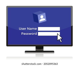 user name and password concept on screen, vector illustration 