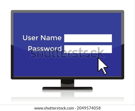 user name and password concept on screen, vector illustration 