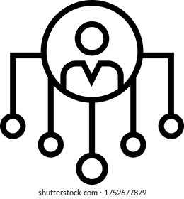 user, network, distribution line icon isolated on white background 
