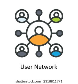 User Network  Vector Fill outline Icon Design illustration. Network and communication Symbol on White background EPS 10 File
