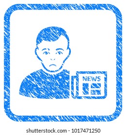User News rubber seal stamp imitation. Icon vector symbol with grunge design and dirty texture in rounded rectangle. Scratched blue sign.