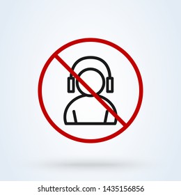 User No headphones Simple vector modern icon design illustration.