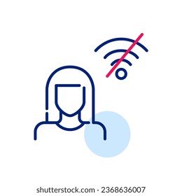 User with no internet. No wifi signal. Pixel perfect icon
