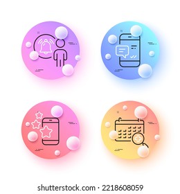 User notification, Best app and Smartphone notification minimal line icons. 3d spheres or balls buttons. Medical calendar icons. For web, application, printing. Vector
