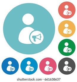 User notification flat white icons on round color backgrounds