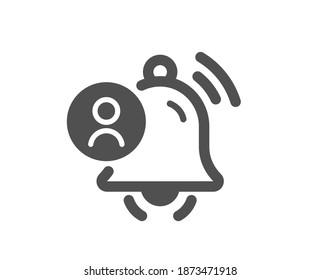Icono de notificación de usuario. Señal de recordatorio de timbre de alarma. Símbolo de alerta de mensaje. Elemento de diseño de calidad. Icono de notificación de usuario de estilo plano. Trazo editable. Vector