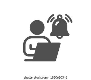 Icono de notificación de usuario. Señal de recordatorio de timbre de alarma. Símbolo de alerta de mensaje. Elemento de diseño de calidad. Icono de notificación de usuario de estilo plano. Trazo editable. Vector