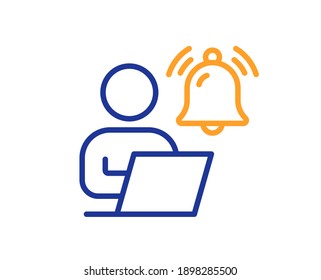 Icono de línea de notificación de usuario. Señal de recordatorio de timbre de alarma. Símbolo de alerta de mensaje. Elemento de diseño de calidad. Icono de notificación de usuario de estilo de línea. Trazo editable. Vector