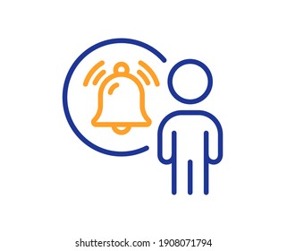 Icono de línea de notificación de usuario. Señal de recordatorio de timbre de alarma. Símbolo de alerta de mensaje. Elemento de diseño de calidad. Icono de notificación de usuario de estilo de línea. Trazo editable. Vector