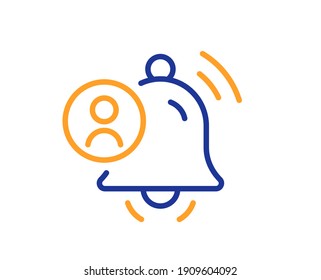 Icono de línea de notificación de usuario. Señal de recordatorio de timbre de alarma. Símbolo de alerta de mensaje. Elemento de diseño de calidad. Icono de notificación de usuario de estilo de línea. Trazo editable. Vector