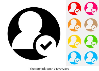 User Ok. Negative Space Vector Icon