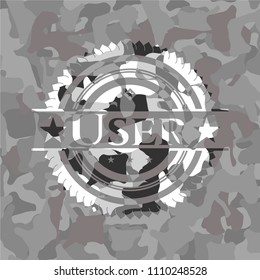 User on grey camo pattern