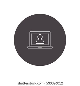 user on laptop outline icon illustration, can be used for web and mobile
