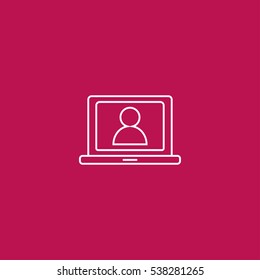 user on laptop outline icon illustration, can be used for web and mobile