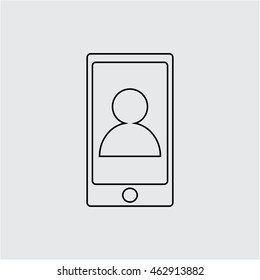 User on phone outline icon illustration isolated vector sign symbol