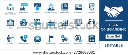 User Onboarding Customer Success App Guide Solid Icon Set Vector
