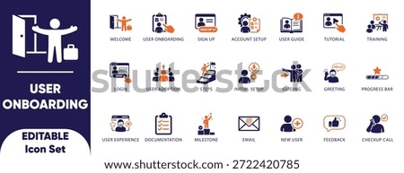 User Onboarding SaaS App Experience Interface Vector Icon Set