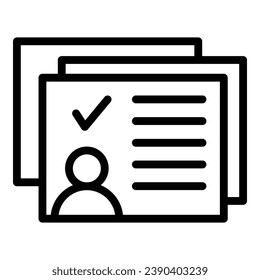 vector de contorno de icono de documentos en línea de usuario. Inicio de sesión Web. Orden del sitio web