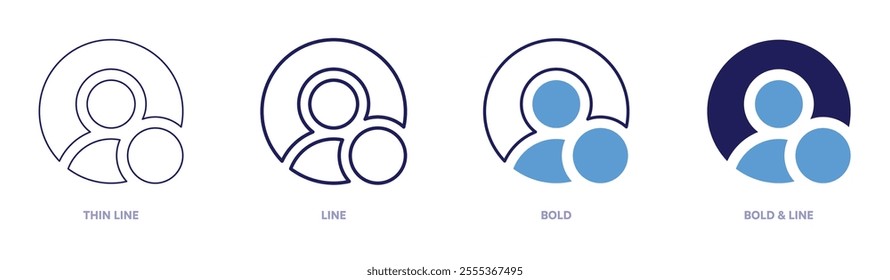 User online icon in 4 different styles. Thin Line, Line, Bold, and Bold Line. Duotone style. Editable stroke.