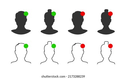 User online and offline vector icon. Man and woman client account indicator. Avatar for forum or chat.