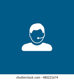 User Operator Man Flat Icon On Blue Background