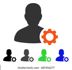 User Options Gear flat vector illustration. Colored user options gear gray, black, blue, green pictogram variants. Flat icon style for application design.