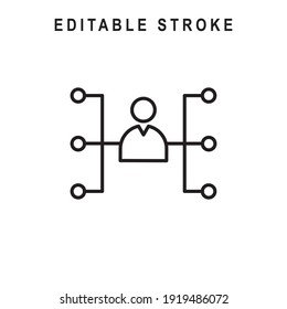Leitbild der Benutzerorganisation. Logo der Gruppe User Organisation Line Art. Vektorgrafik. Einzeln auf weißem Hintergrund. Bearbeitbarer Stroke