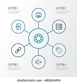 User Outline Icons Set. Collection Of Log In, Print, Lifeguard And Other Elements. Also Includes Symbols Such As Megaphone, Lifeguard, Print.