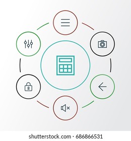 User Outline Icons Set. Collection Of List, Stabilizer, Back And Other Elements. Also Includes Symbols Such As Menu, Camera, Back.