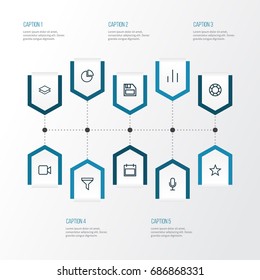 User Outline Icons Set. Collection Of Diagram, Audio, Lifeguard And Other Elements. Also Includes Symbols Such As Favorite, Lifeguard, Lifesaver.