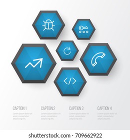 User Outline Icons Set. Collection Of Bug, Call, Privacy And Other Elements. Also Includes Symbols Such As Refresh, Diagram, Phone.