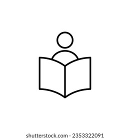 User over Book Modern Thin Icon. Perfect for design, infographics, web sites, apps. 
