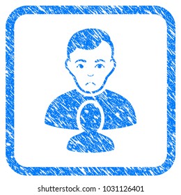 User Partner rubber seal stamp watermark. Icon vector symbol with grunge design and corrosion texture in rounded square frame. Scratched blue stamp imitation on a white background.