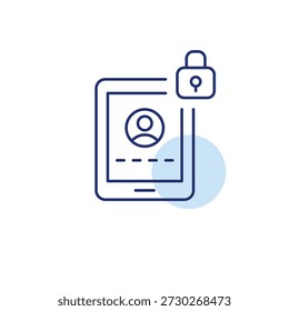 User password login on tablet and lock. Secure account, privacy settings. Pixel perfect, editable stroke vector icon